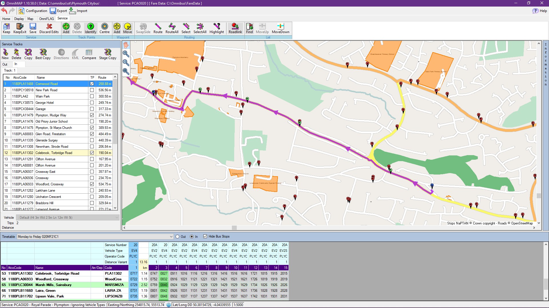 Bus route mapping tool