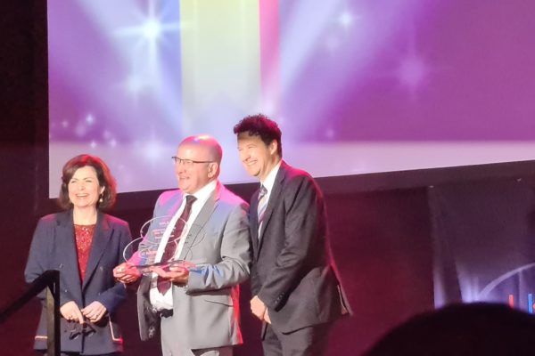 Peter Crichton receiving UK bus award